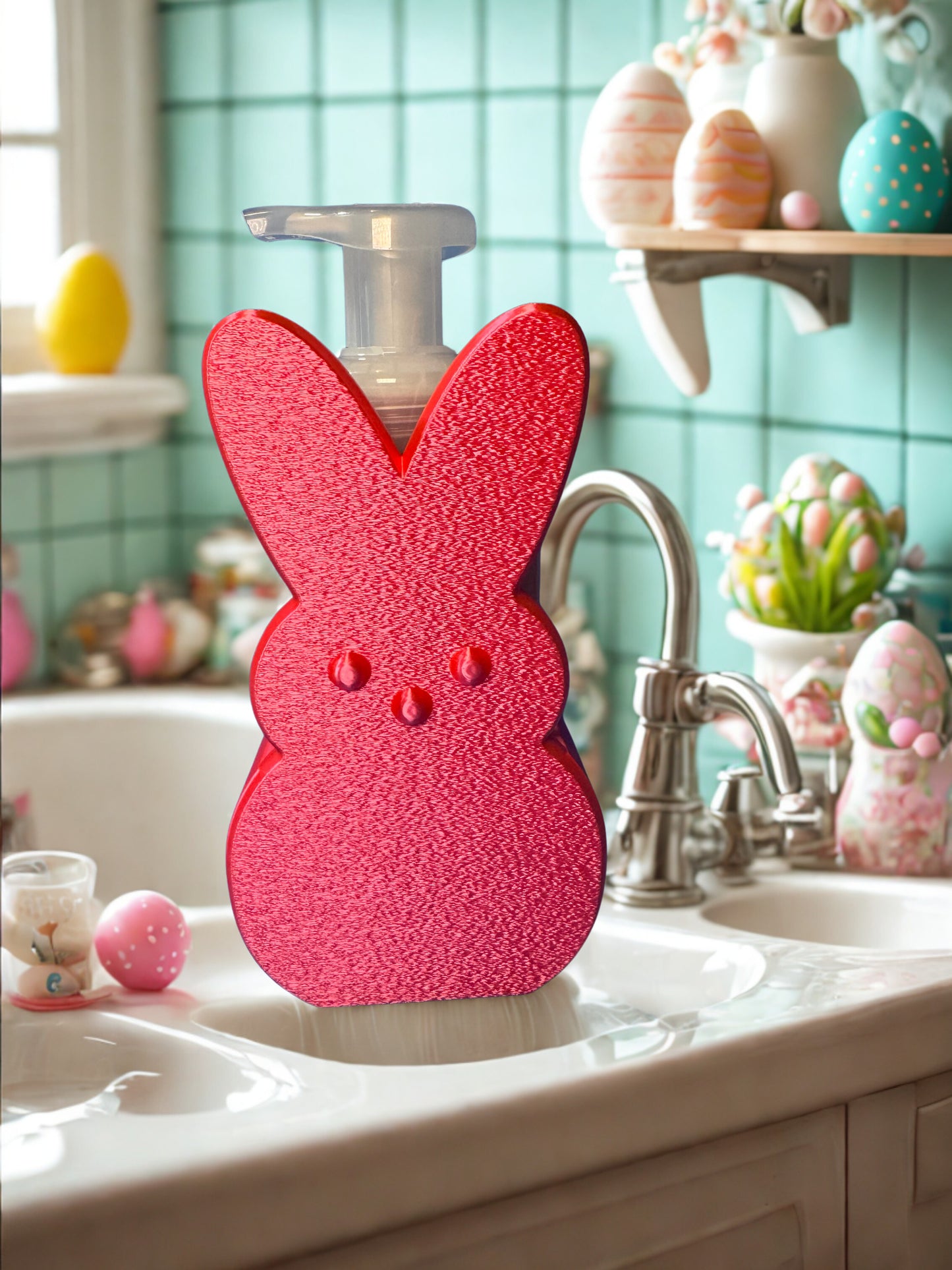 Easter Bunny Foam Soap Holder | Marshmallow Bunny Style Soap Bottle Holder | Cute Spring Bathroom Decor