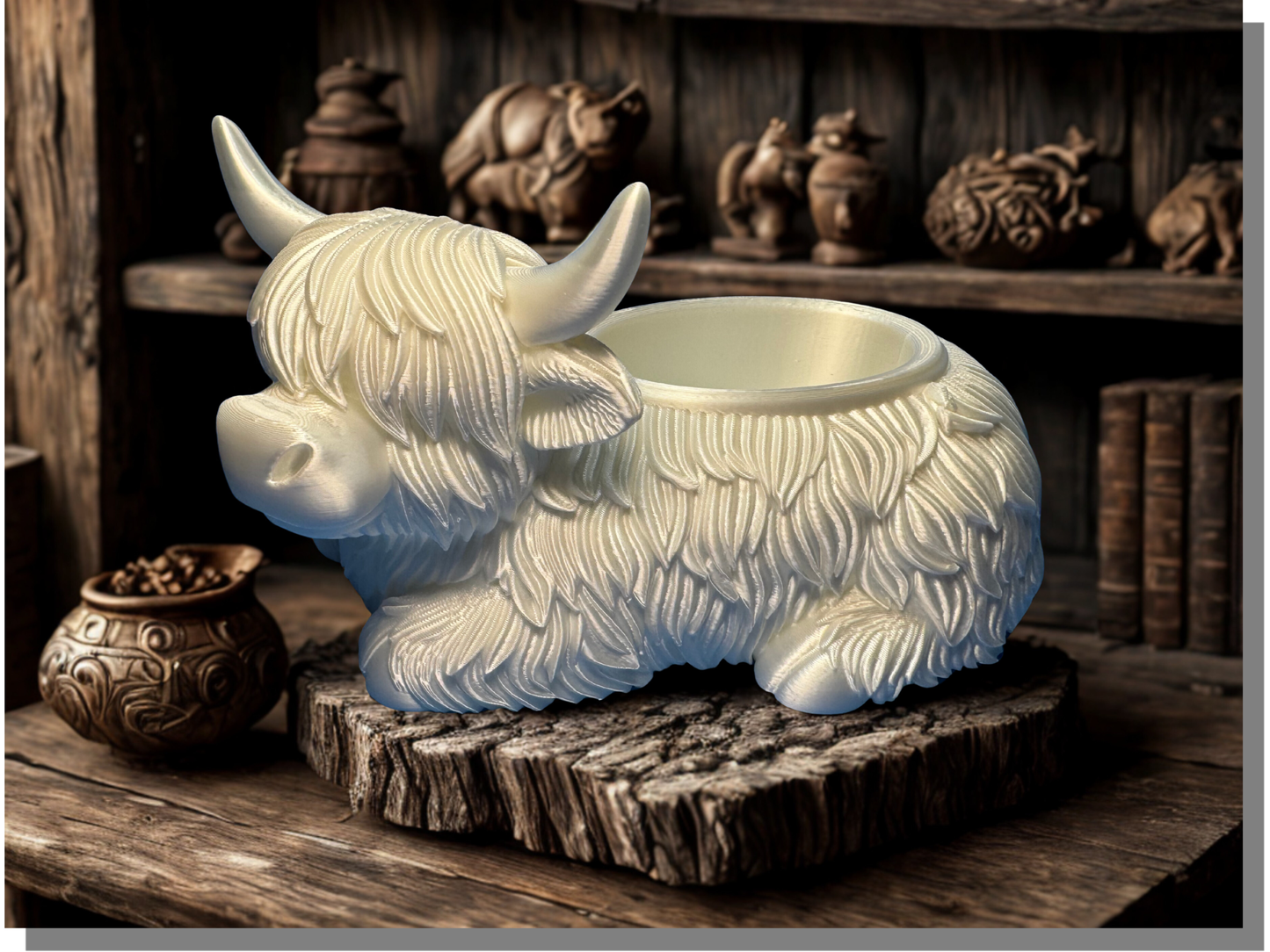 Mini Highland Cow Planter | Farmhouse Succulent Pot | Cute Cow Flower Pot | Rustic Desk & Kitchen Decor | Gift for Plant Lovers | Gift for Cow Lovers