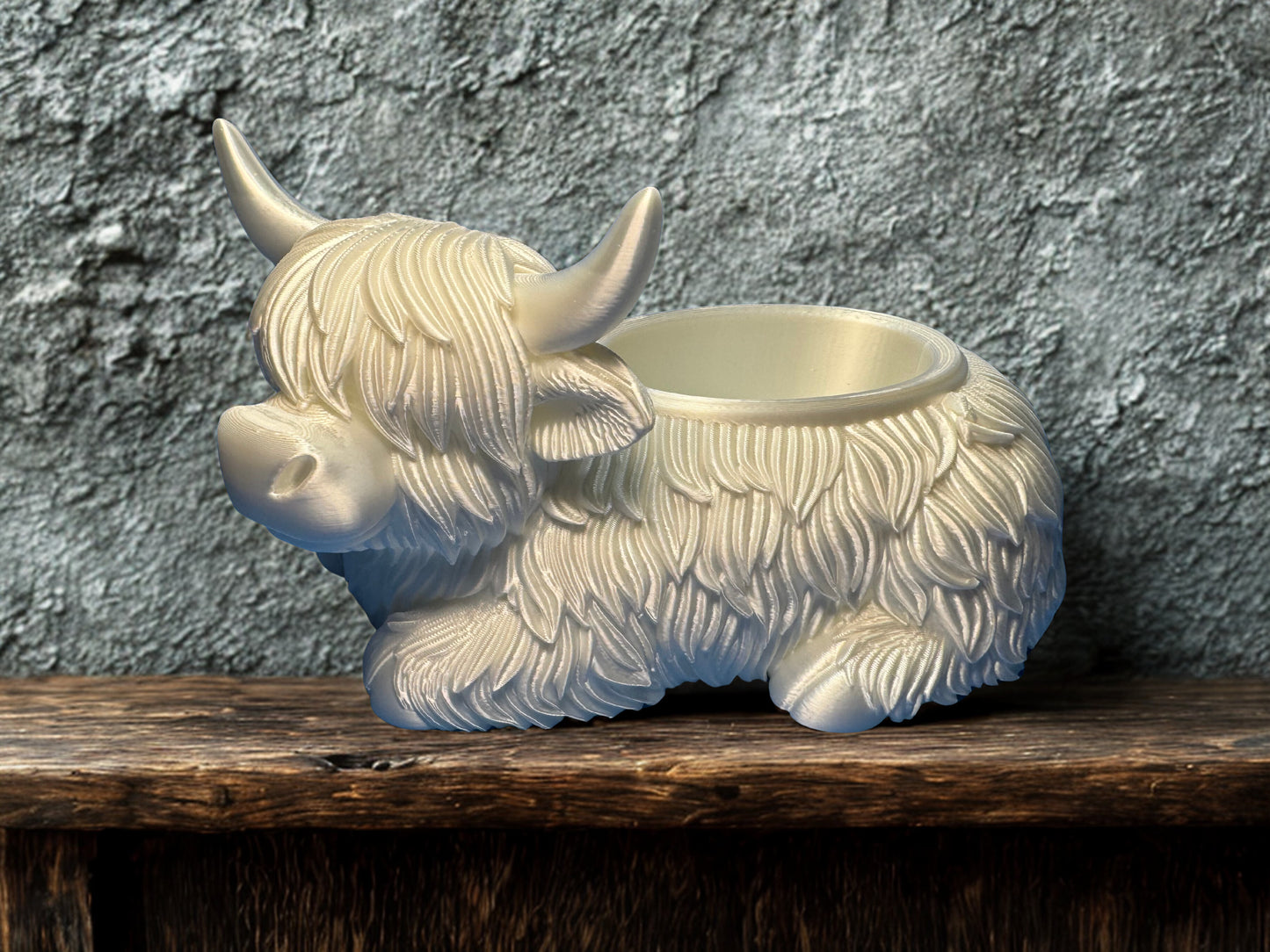 Mini Highland Cow Planter | Farmhouse Succulent Pot | Cute Cow Flower Pot | Rustic Desk & Kitchen Decor | Gift for Plant Lovers | Gift for Cow Lovers