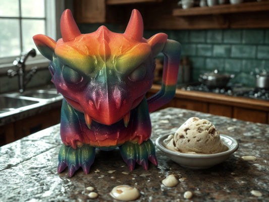 Dragon Ice Cream Pint Holder with Spoon Slot | Ice Cream Cup Holder for Pints | Funny Dessert Lover Gift