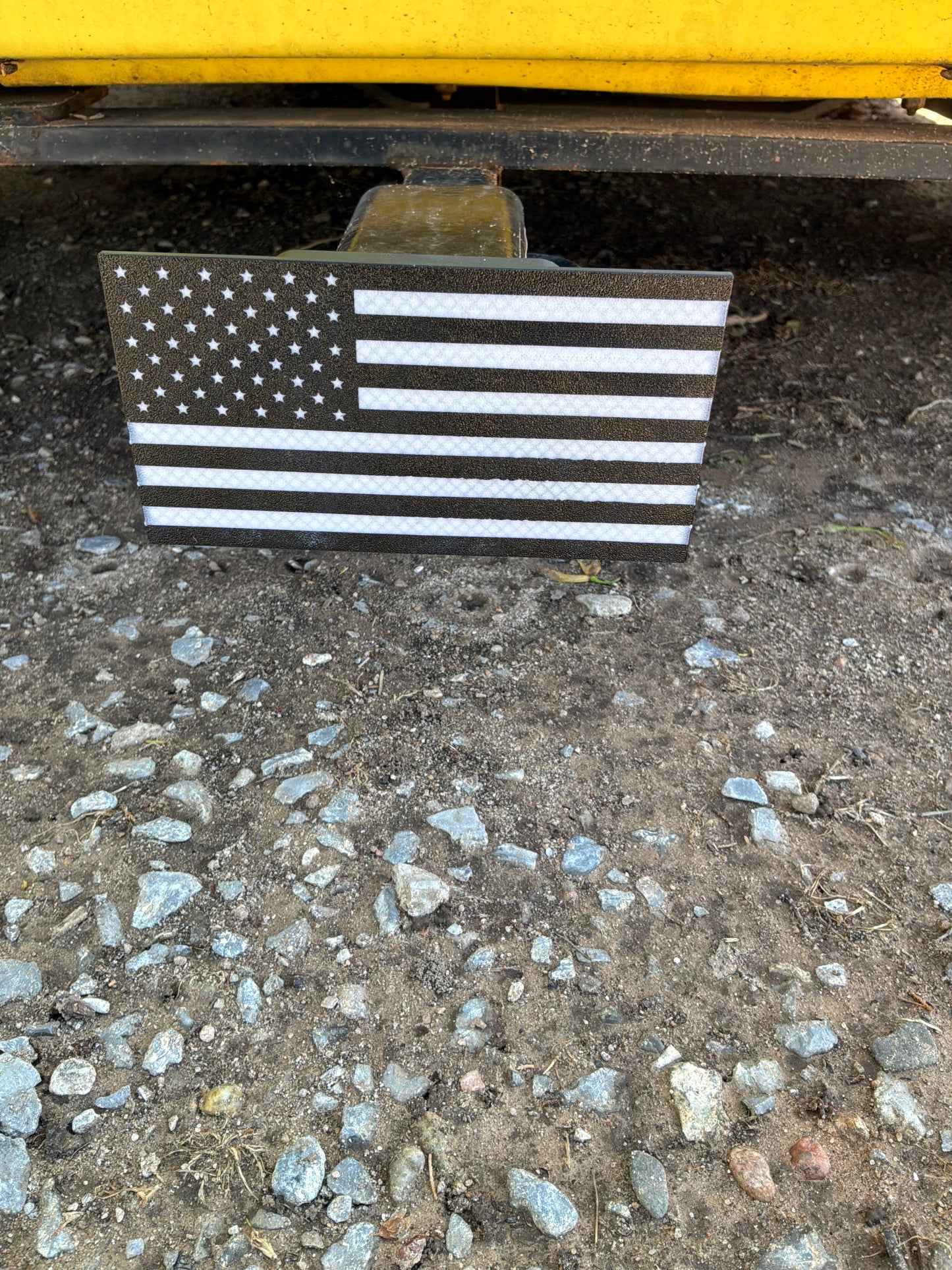 Black & White American Flag Hitch Cover – 3D Printed PETG Trailer Hitch Cover – Durable Weatherproof Truck Accessory – Fits 2” Receiver