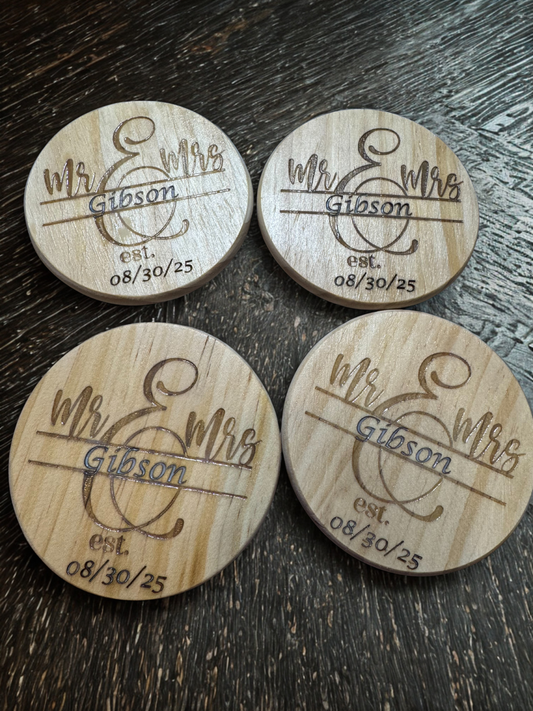 Custom, Personalized Wedding Monogram Coasters
